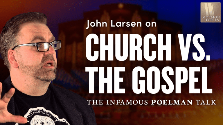 John Larsen on the Left next to the Title of the Episode: Church Vs. The Gospel